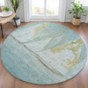 Piper Looms Chantille Coastal ACN2084 Teal Machine Washable Area Rug Round Lifestyle Image Feature