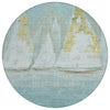 Piper Looms Chantille Coastal ACN2084 Teal Machine Washable Area Rug Round Main Image