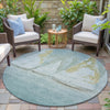 Piper Looms Chantille Coastal ACN2084 Teal Machine Washable Area Rug Round Outdoor Lifestyle Image Feature