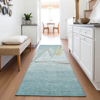 Piper Looms Chantille Coastal ACN2084 Teal Machine Washable Area Rug Runner Lifestyle Image Feature