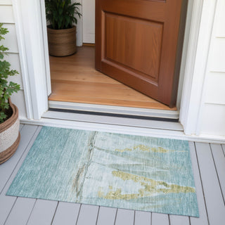 Piper Looms Chantille Coastal ACN2084 Teal Machine Washable Area Rug Scatter Outdoor Lifestyle Image Feature