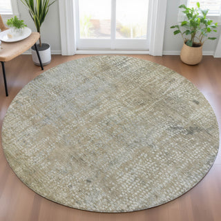 Piper Looms Chantille Abstract ACN2087 Beige Machine Washable Area Rug Round Lifestyle Image Feature