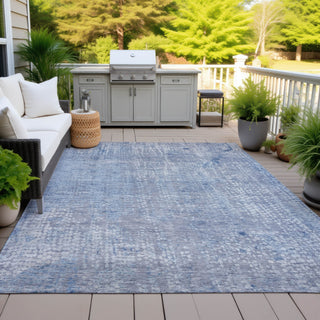 Piper Looms Chantille Abstract ACN2087 Blue Machine Washable Area Rug Outdoor Lifestyle Image Feature