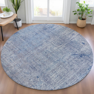 Piper Looms Chantille Abstract ACN2087 Blue Machine Washable Area Rug Round Lifestyle Image Feature