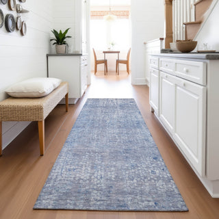 Piper Looms Chantille Abstract ACN2087 Blue Machine Washable Area Rug Runner Lifestyle Image Feature