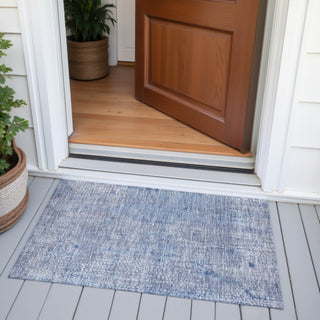 Piper Looms Chantille Abstract ACN2087 Blue Machine Washable Area Rug Scatter Outdoor Lifestyle Image Feature
