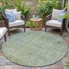Piper Looms Chantille Abstract ACN2087 Green Machine Washable Area Rug Round Outdoor Lifestyle Image Feature