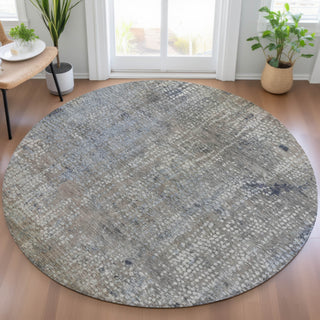 Piper Looms Chantille Abstract ACN2087 Taupe Machine Washable Area Rug Round Lifestyle Image Feature