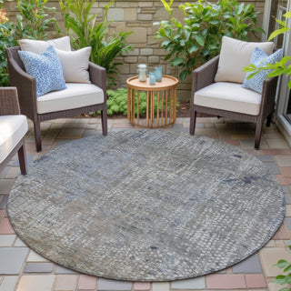 Piper Looms Chantille Abstract ACN2087 Taupe Machine Washable Area Rug Round Outdoor Lifestyle Image Feature
