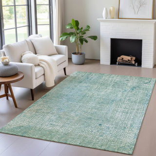 Piper Looms Chantille Abstract ACN2087 Teal Machine Washable Area Rug Lifestyle Image Feature