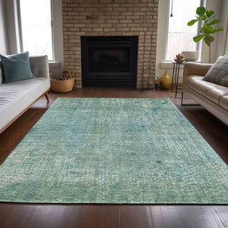 Piper Looms Chantille Abstract ACN2087 Teal Machine Washable Area Rug Lifestyle Image Feature
