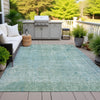 Piper Looms Chantille Abstract ACN2087 Teal Machine Washable Area Rug Outdoor Lifestyle Image Feature