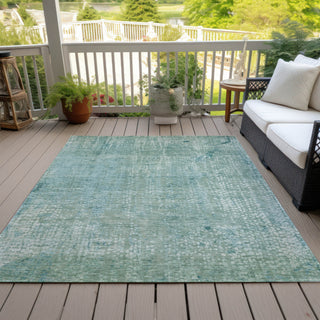Piper Looms Chantille Abstract ACN2087 Teal Machine Washable Area Rug Outdoor Lifestyle Image Feature
