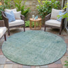 Piper Looms Chantille Abstract ACN2087 Teal Machine Washable Area Rug Round Outdoor Lifestyle Image Feature