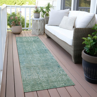 Piper Looms Chantille Abstract ACN2087 Teal Machine Washable Area Rug Runner Outdoor Lifestyle Image Feature