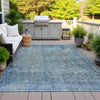 Piper Looms Chantille Abstract ACN2088 Blue Machine Washable Area Rug Outdoor Lifestyle Image Feature