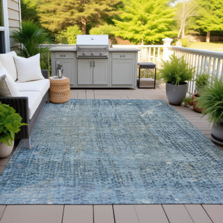 Piper Looms Chantille Abstract ACN2088 Blue Machine Washable Area Rug Outdoor Lifestyle Image Feature