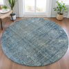 Piper Looms Chantille Abstract ACN2088 Blue Machine Washable Area Rug Round Lifestyle Image Feature