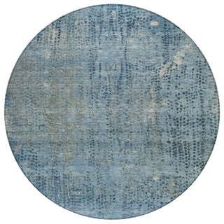 Piper Looms Chantille Abstract ACN2088 Blue Machine Washable Area Rug Round Main Image