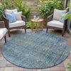 Piper Looms Chantille Abstract ACN2088 Blue Machine Washable Area Rug Round Outdoor Lifestyle Image Feature