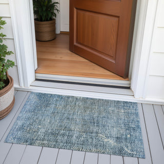 Piper Looms Chantille Abstract ACN2088 Blue Machine Washable Area Rug Scatter Outdoor Lifestyle Image Feature