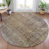 Piper Looms Chantille Abstract ACN2088 Brown Machine Washable Area Rug Round Lifestyle Image Feature