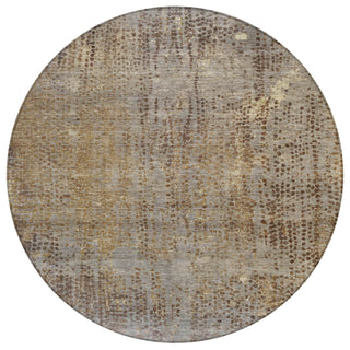Piper Looms Chantille Abstract ACN2088 Brown Machine Washable Area Rug Round Main Image