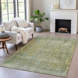 Piper Looms Chantille Abstract ACN2088 Green Machine Washable Area Rug Lifestyle Image Feature