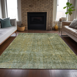 Piper Looms Chantille Abstract ACN2088 Green Machine Washable Area Rug Lifestyle Image Feature