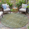 Piper Looms Chantille Abstract ACN2088 Green Machine Washable Area Rug Round Outdoor Lifestyle Image Feature