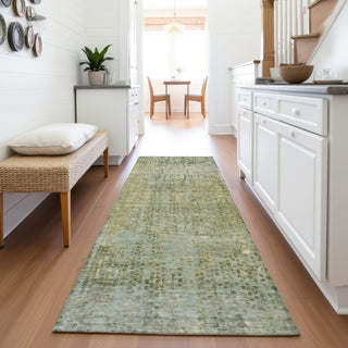 Piper Looms Chantille Abstract ACN2088 Green Machine Washable Area Rug Runner Lifestyle Image Feature