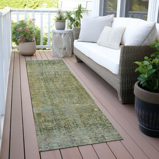 Piper Looms Chantille Abstract ACN2088 Green Machine Washable Area Rug Runner Outdoor Lifestyle Image Feature