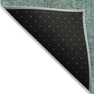 Piper Looms Chantille Abstract ACN2088 Teal Machine Washable Area Rug Backing Image