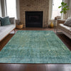 Piper Looms Chantille Abstract ACN2088 Teal Machine Washable Area Rug Lifestyle Image Feature