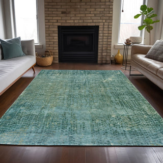 Piper Looms Chantille Abstract ACN2088 Teal Machine Washable Area Rug Lifestyle Image Feature