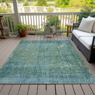 Piper Looms Chantille Abstract ACN2088 Teal Machine Washable Area Rug Outdoor Lifestyle Image Feature