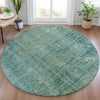 Piper Looms Chantille Abstract ACN2088 Teal Machine Washable Area Rug Round Lifestyle Image Feature