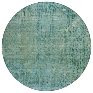 Piper Looms Chantille Abstract ACN2088 Teal Machine Washable Area Rug Round Main Image