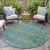 Piper Looms Chantille Abstract ACN2088 Teal Machine Washable Area Rug Round Outdoor Lifestyle Image Feature