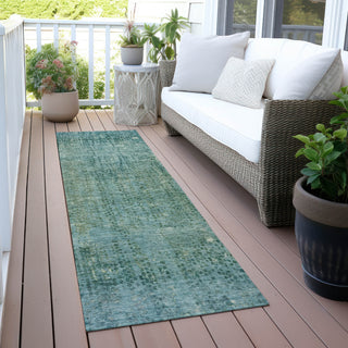 Piper Looms Chantille Abstract ACN2088 Teal Machine Washable Area Rug Runner Outdoor Lifestyle Image Feature
