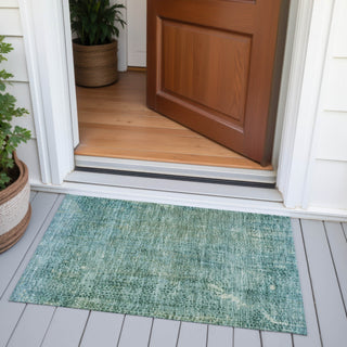 Piper Looms Chantille Abstract ACN2088 Teal Machine Washable Area Rug Scatter Outdoor Lifestyle Image Feature