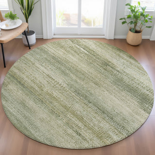 Piper Looms Chantille Abstract ACN2089 Aloe Machine Washable Area Rug Round Lifestyle Image Feature