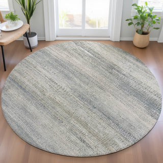 Piper Looms Chantille Abstract ACN2089 Linen Machine Washable Area Rug Round Lifestyle Image Feature