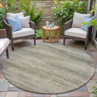 Piper Looms Chantille Abstract ACN2089 Taupe Machine Washable Area Rug Round Outdoor Lifestyle Image Feature