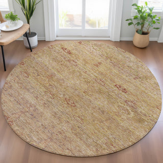 Piper Looms Chantille Global ACN2090 Coral Machine Washable Area Rug Round Lifestyle Image Feature