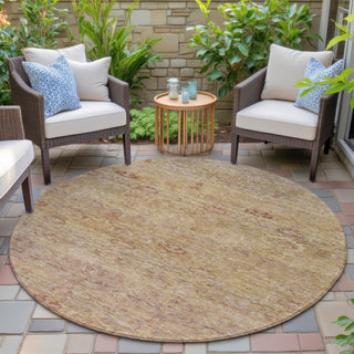 Piper Looms Chantille Global ACN2090 Coral Machine Washable Area Rug Round Outdoor Lifestyle Image Feature