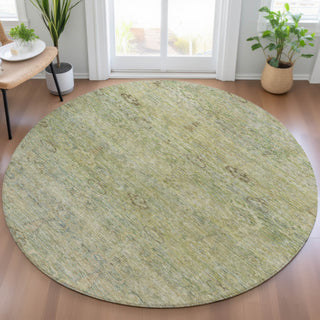 Piper Looms Chantille Global ACN2090 Green Machine Washable Area Rug Round Lifestyle Image Feature