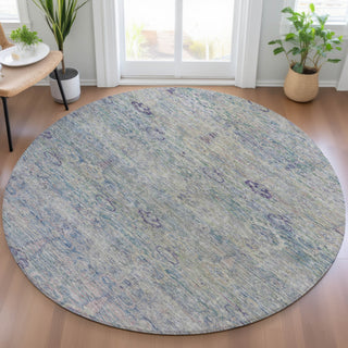 Piper Looms Chantille Global ACN2090 Plum Machine Washable Area Rug Round Lifestyle Image Feature