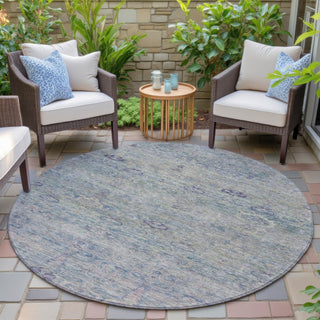 Piper Looms Chantille Global ACN2090 Plum Machine Washable Area Rug Round Outdoor Lifestyle Image Feature