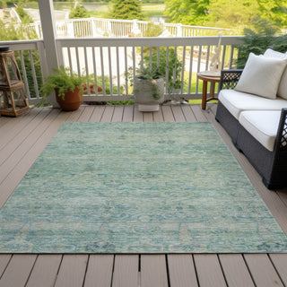 Piper Looms Chantille Global ACN2090 Teal Machine Washable Area Rug Outdoor Lifestyle Image Feature